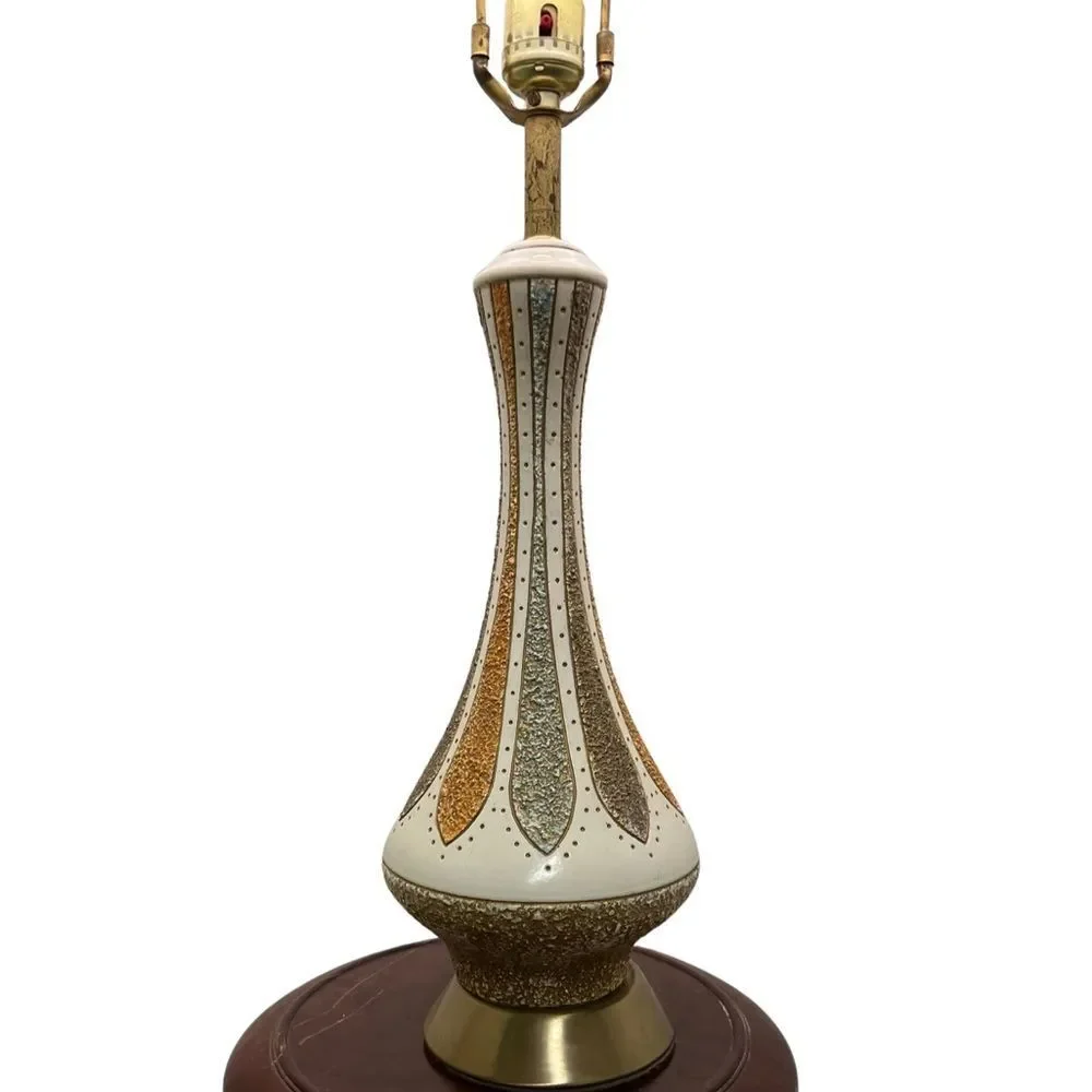 Vintage 1960s Mid-Century Modern Atomic Ceramic Genie Bottle Table Lamp